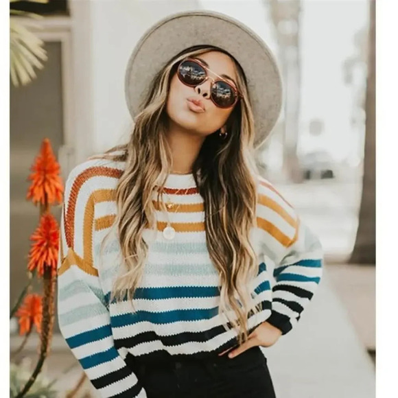 Harper Heritage Striped Oversized Sweater M - Picture 1 of 5